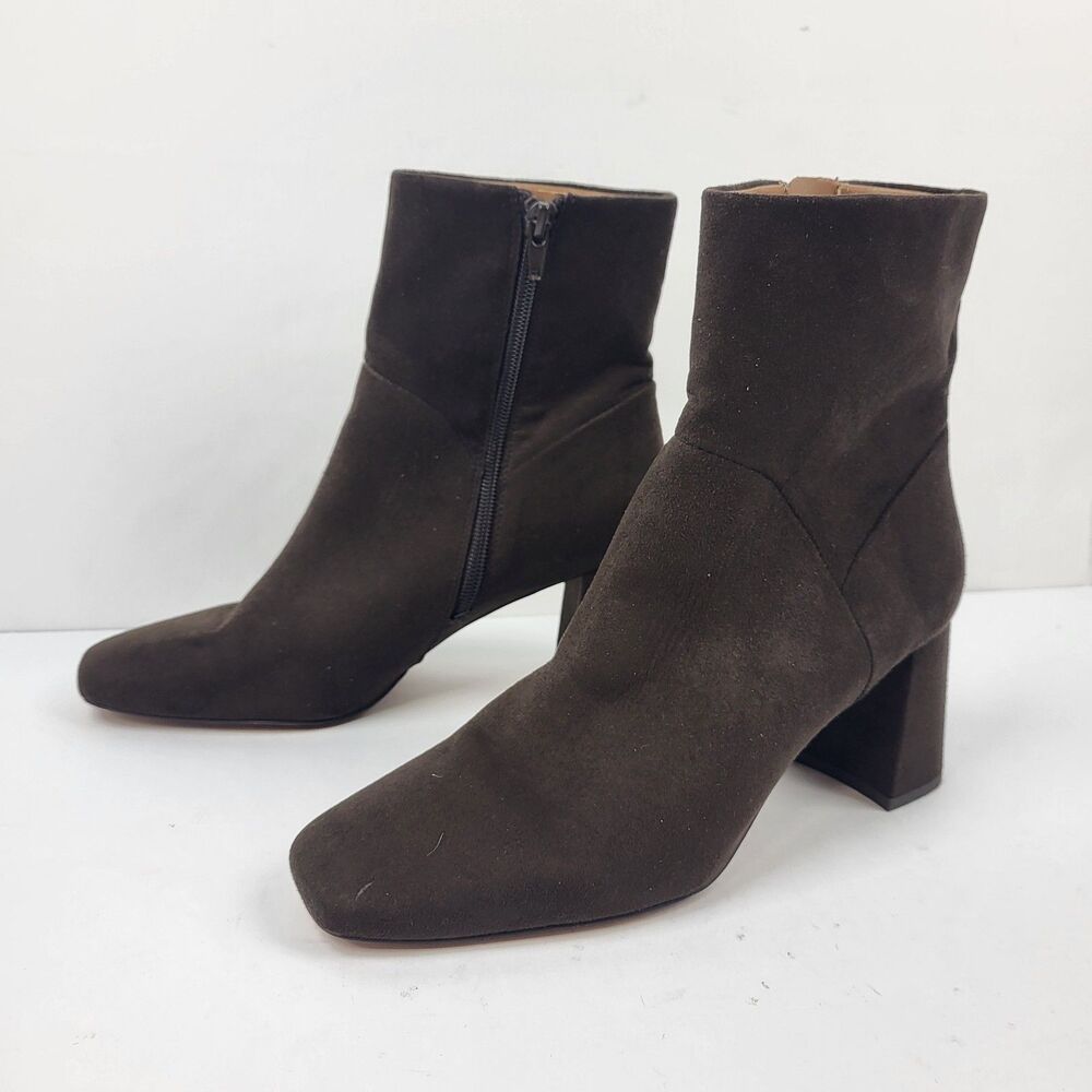 Nordstrom Rack Women's Bootie Naja Brown Square Toe Flared Block Heel Size 8